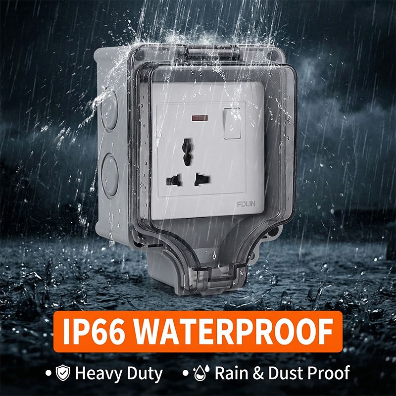 Outdoor Power Outlet Weatherproof - IP66 Industrial Grade Outdoor Waterproof Storm-Proof