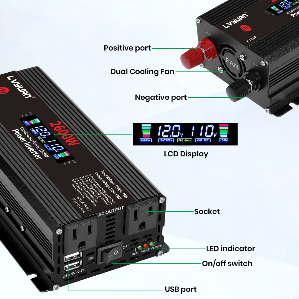 1500W 2000W 2600W Power Invert - đánh giá và giá Outdoor Power Inverter