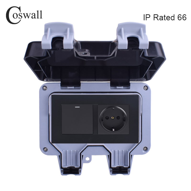 Coswall IP66 Chống Chịu Thời T - đánh giá và giá Outdoor Power Outlet Weatherproof
