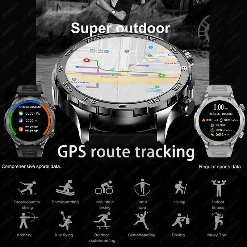 New GPS Track Smart Watch Men  - đánh giá và giá Outdoor Power Hours