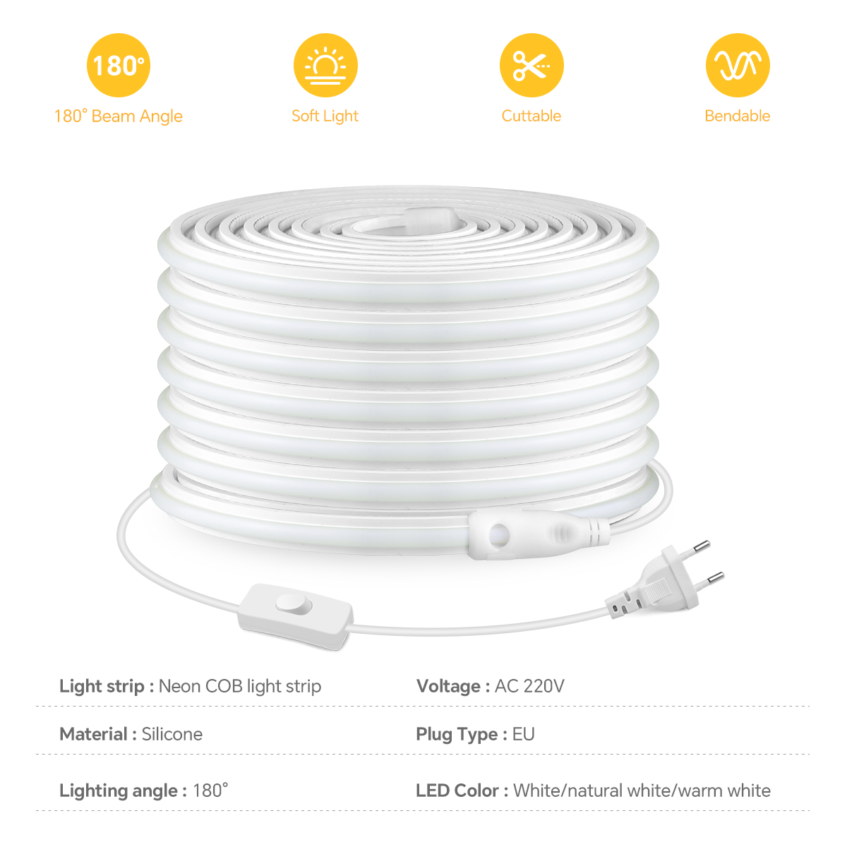 220V COB Led Strip High Densit - đánh giá và giá Outdoor Power Strip Weatherproof