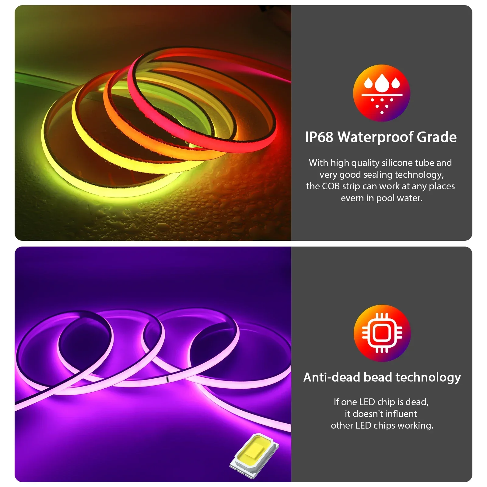 12V 24V IP68 RGBIC COB LED Str - đánh giá và giá Outdoor Power Strip Weatherproof